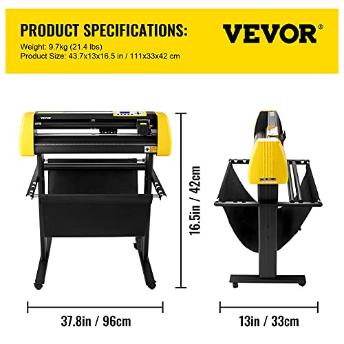 VEVOR Vinyl Cutter Machine, 28 in / 720 mm Max Paper Feed Cutting Plotter, Automatic Camera Contour Cutting LCD Screen Printer w/Stand Adjustable Force and Speed for Sign Making Plotter Cutter