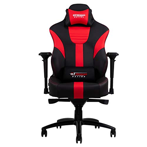 GT OMEGA Master XL Racing Gaming Chair with Lumbar Support - Heavy Duty Ergonomic Office Desk Chair with 4D Adjustable Armrest & Recliner - PVC Leather Esport Seat for Racing Console - Black & Red