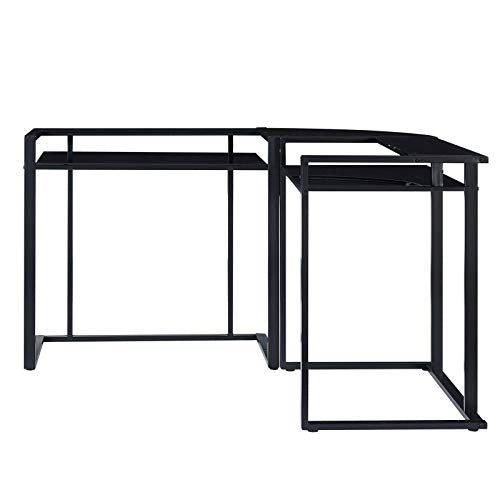 Mrs Bad L Shaped Desk,56.7 x 56.7 x 32.6 inches,Corner Computer Desk with Storage Shelf, Pc Workstation,Home Office Desk,Gaming Desk,Easy Assemble, Space Saving