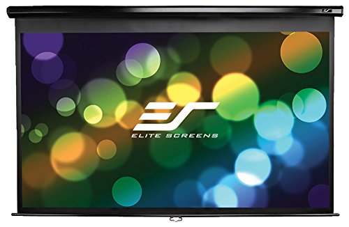 Elite Screens Manual Series, 100-INCH 16:9, Pull Down Manual Projector Screen with AUTO LOCK, Movie Home Theater 8K / 4K Ultra HD 3D Ready, 2-YEAR WARRANTY, M100UWH, 16:9, Black