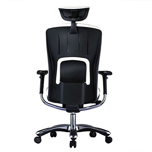 GM Seating Ergolux Genuine Leather Executive Hi Swivel Chair Chrome Base with Headrest, Black