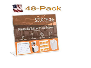 Source One 11 x 8 1/2 Slant Back Clear Acrylic Sign Holder Premium Landscape Ad Frame (48 Pack)