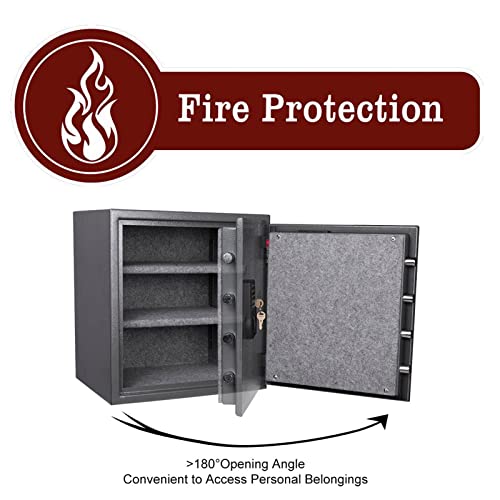 AEGIS 2.6 Cubic Feet Security Fireproof Box RV Safe Box with Digital Keypad Double Keys Home Gun Safe for Hotel Office Money Cash Jewelry 15.7 x 13.7 x 11 inches