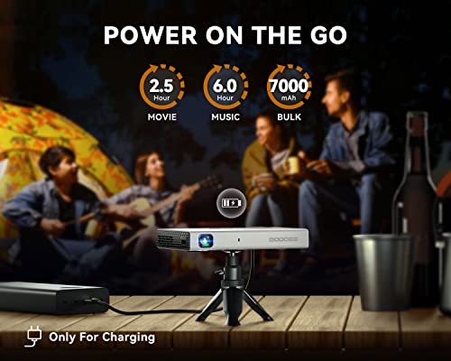 GooDee Mini Projector 4K, 1080P Support Pocket DLP Projector with WiFi and Bluetooth, Portable Outdoor Movie Projector
