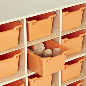 ECR4Kids Birch 30 Cubby Tray Cabinet, Kids Toy Storage Organizer with Rolling Casters, Hardwood Mobile Storage Cabinet for Classroom, Preschool and Homeschool Supplies