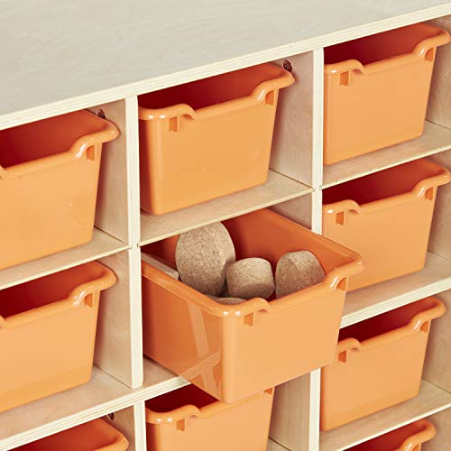 ECR4Kids Birch 30 Cubby Tray Cabinet, Kids Toy Storage Organizer with Rolling Casters, Hardwood Mobile Storage Cabinet for Classroom, Preschool and Homeschool Supplies