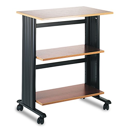 Safco Muv Mobile Machine Cart Three-Shelf Cherry/Black