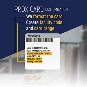 Custom Programmed CardAccess Prox Cards - Compatilbe with 26 bit H10301 Format HID 1386 ISOProx II (200)