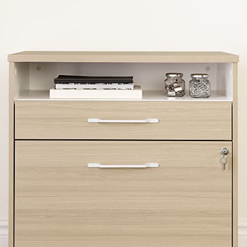 South Shore Helsy 2-Drawer Lateral File Cabinet in Soft Elm and White