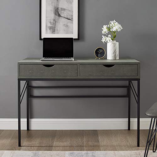 Walker Edison 2 Drawer Modern Wood and Metal Computer Writing Desk Home Office Workstation Small 44 Inch, Grey