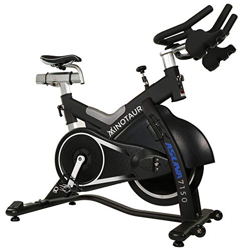 Sunny Health & Fitness ASUNA 7150 Minotaur Exercise Bike Magnetic Belt Drive Commercial Indoor Cycling Bike with 330 LB Max Weight, SPD Style / Cage Pedals and Aluminum Frame, Black