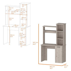 INLIFE Rumford Computer Desk with Hutch and 3-Tier Storage Shelves,591