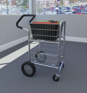 Charnstrom Compact Mail Cart with Bolt in Baskets with 10-Inch Rear Wheels (M240E)