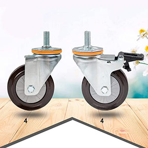 ROLTIN Office Castors 4 Inch Rubber Caster Wheels - Heavy Duty Swivel for Furniture - 336kg Load Capacity