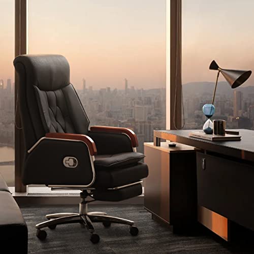 Kinnls Genuine Leather Massage Chair with Footrest and Headrest