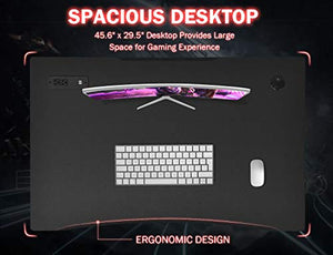 Gaming Desk 46" with USB Port, Racing Style Computer Desk with Cup Holder and Headphone Hook, Gaming PC Desk for Home Office Workstation 46" W x 29.5" D, Black