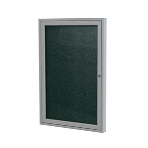 Ghent 36"x36"  1-Door Outdoor Enclosed Vinyl Bulletin Board, Shatter Resistant, with Lock, Satin Aluminum Frame - Ebony (PA13636VX-183), Made in the USA