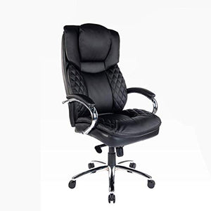 Halter Executive Bonded Leather Office Chair with High Back, Swivel Motion, Adjustable Height, Caster Wheels, and Lumbar Support for Ergonomic Computer Desk Seating, Black