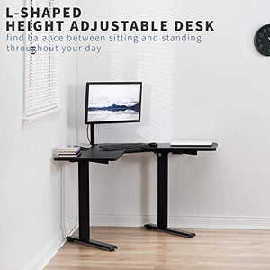 VIVO Electric Height Adjustable 47 x 47 inch Corner Stand Up Desk, Black 3-Piece Table Top, Black Frame, Complete Standing Workstation, DESK-E1L94B