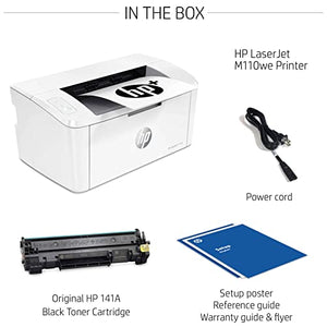 HP Laserjet M110 we Wireless Black & White Monochrome Laser Printer with HP+ and Bonus 6 Free Months of Instant Ink, White - Print only - 21 ppm, 600 x 600 dpi, 8.5 x 14