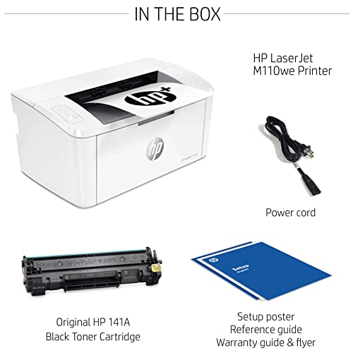 HP Laserjet M110 we Single-Function Wireless Monochrome Laser Printer, White - Print Only - 21 ppm, 600 x 600 dpi, 8.5 x 14, Hi-Speed USB, Cbmou Printer Cable