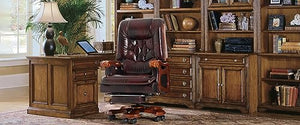 Kinnls Massage Office Chair with Footrest Genuine Leather Vintage Executive Chair