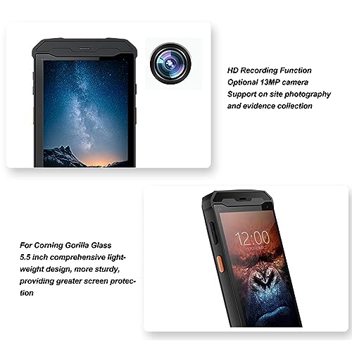 Yunseity PDA Handheld Computer, 13MP Rear Camera IPS Touch Screen Dual WiFi IP67 Mobile Data Terminal 8 Core 2.0GHz (US Plug)