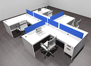 UTM Furniture Modern Acrylic Divider Office Workstation Desk Set - 4 Person, OF-CPN-SPB57