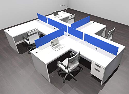 UTM Furniture Modern Acrylic Divider Office Workstation Desk Set - 4 Person, OF-CPN-SPB57