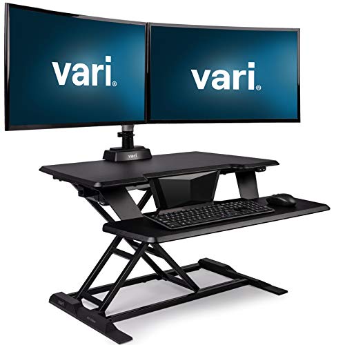 VariDesk Electric Pro Plus 32 by Vari - Flexible Standing Desktop Converter - Quick Sit to Stand Desk Riser with Touch Button Adjustment - No Assembly Required (Black)