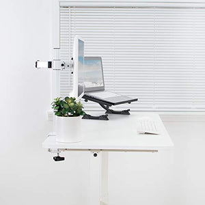VIVO Height Adjustable 55 x 24 inch Standing Desk, Hand Crank Sit Stand Home Office Workstation with Frame and Table Top, White, DESK-M55TW