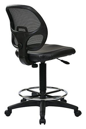 Office Star Drafting Chair with Adjustable Footring & Sculptured Vinyl Seat, Black