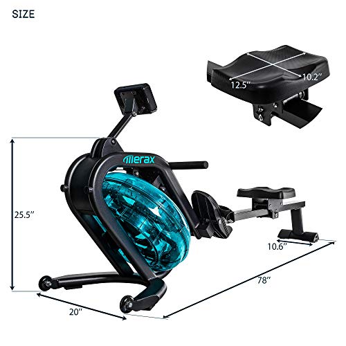 Merax Water Rowing Machine – Fitness Indoor Water Rower with LCD Monitor Home Gym Equipment (Black)