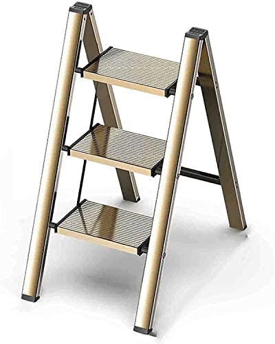 LUCEAE 3-Step Aluminum Folding Step Stool with Non-Slip Rubber Covers