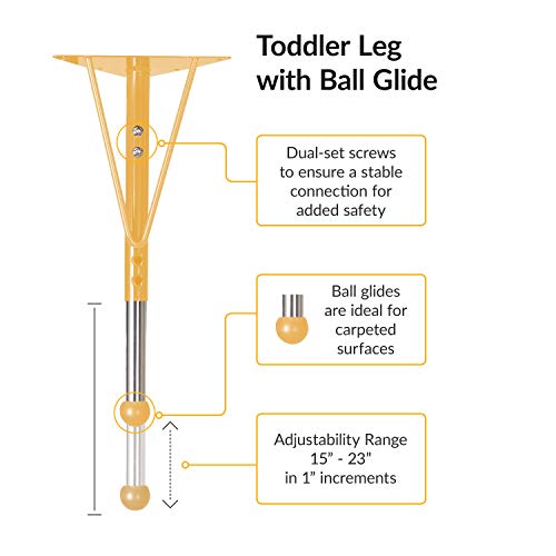 FDP Rectangle Activity School and Classroom Kids Table (30 x 48 inch), Toddler Legs with Ball Glides, Adjustable Height 15-23 inches - Gray Top and Yellow Edge with Yellow Legs