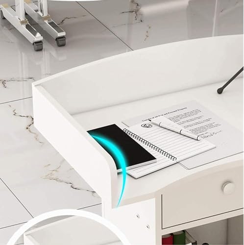 CAMBOS Lectern Podium Stand with Drawer and Open Storage - Portable Wooden Podium for Conferences