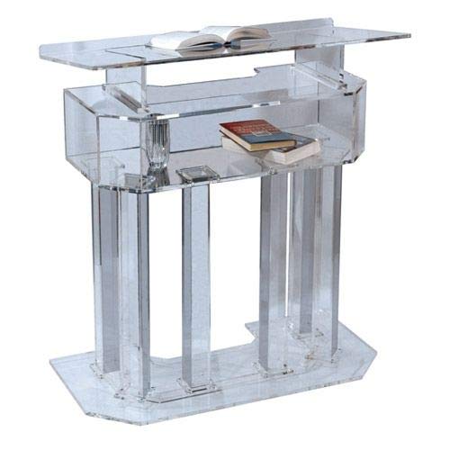 Kingdom, Inc. Clear Acrylic 3 Tier Lectern by AVTronics - 6 Column Base, Wide Middle Shelf