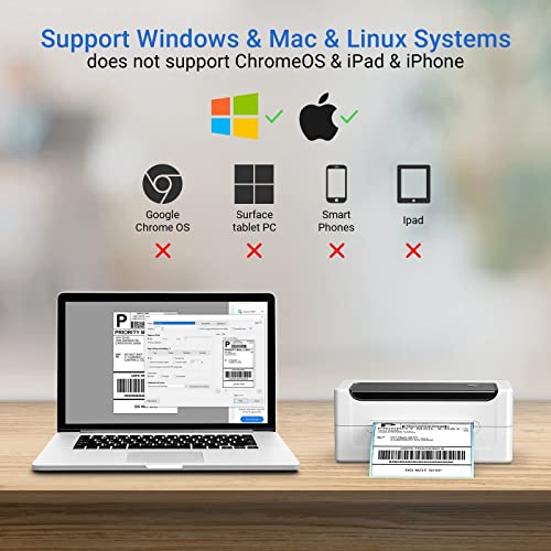Shipping Label Printer - 4x6 Label Printer for Small Business, Thermal Label Printer 1-Click Setup on Windows & Mac, Thermal Label Maker Compatible with Amazon, USPS, Ebay, Shopify, etc