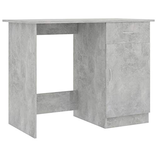 Canditree Modern Writing Desk with Storage Drawer and Cabinet, Computer Desk Workstation for Home Office (Concrete Gray)