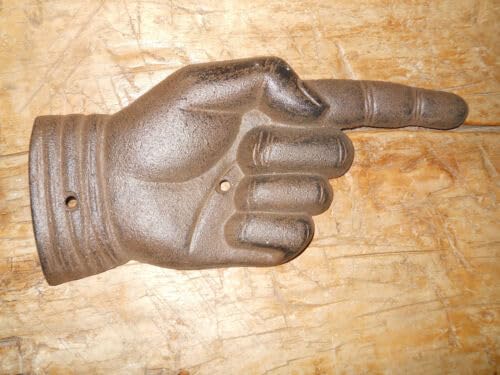 Generic Cast Iron Antique Style Finger Pointing Sign - Rustic Ranch Decor