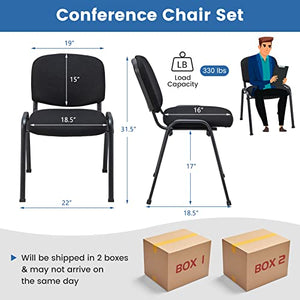 COSTWAY Stackable Guest Reception Chairs Set of 10 with Upholstered Seat & Ergonomic Back