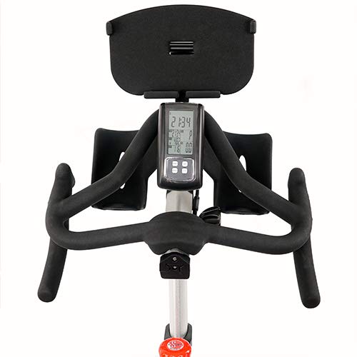 Sunny Health & Fitness Asuna 6100 Sprinter Cycle Exercise Bike - Magnetic Resistance Belt Rear Drive, 350 lb Max Weight with RPM Cadence Sensor, Dual Foot Cage/Clipless (SPD) Pedals