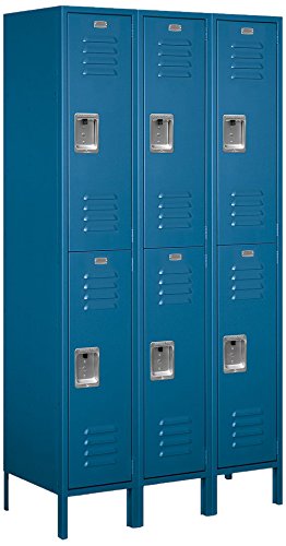 Salsbury Industries 52368BL-U Double Tier 45-Inch Wide 6-Feet High 18-Inch Deep Unassembled Extra Wide Standard Metal Locker, Blue