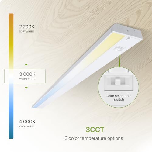 ASD LED Under Cabinet Lighting 32 Inch, Dimmable, 3 Color Levels, Linkable - White, 12 Pack