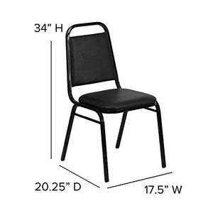 BizChair 4 Pack Black Vinyl Stacking Banquet Chairs with Thick Seat