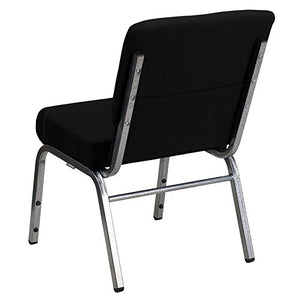 Flash Furniture 4 Pack HERCULES Series Stacking Church Chair - Black Fabric/Silver Vein Frame