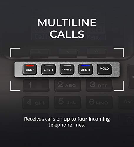 RCA U1000 Unison Base Station - 4 Line Phone Systems for Small Business with Digital Receptionist Bundled with RCA U1200 Cordless Accessory Handsets (2-Pack) and 6 Blucoil AAA Batteries