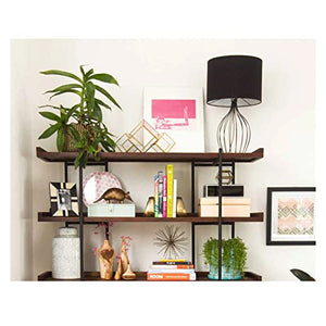 HARAY Industrial Style Iron Bookshelf 100cm - Long, Living Room Storage Display Rack