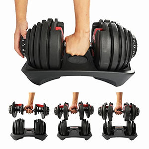 tipatyard Adjustable Dumbbell Set,Fast Weight Adjust Dumbbells with Dial & Protective Base for Fitness Training Weights Home Gym Equipment(252.5 lbs) (2 Packages)