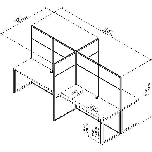 Bush Business Furniture Easy Office 4 Person Cubicle Desk Workstation with 66H Panels, 60Wx60H, Mocha Cherry